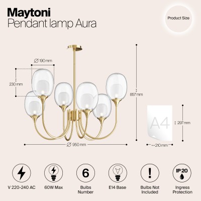 Подвесной светильник Maytoni Aura MOD016PL-06BS