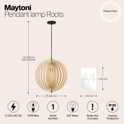 Подвесной светильник Maytoni Roots MOD197PL-01W