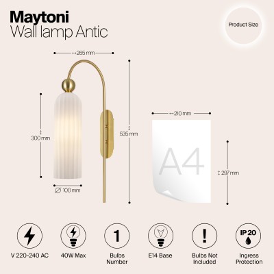 Настенный светильник (бра) Maytoni Antic MOD302WL-01GR