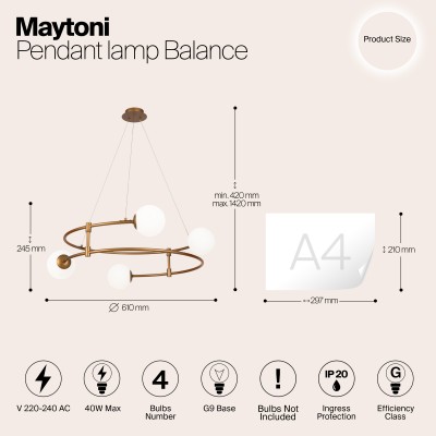 Подвесной светильник Maytoni Balance MOD317PL-04G