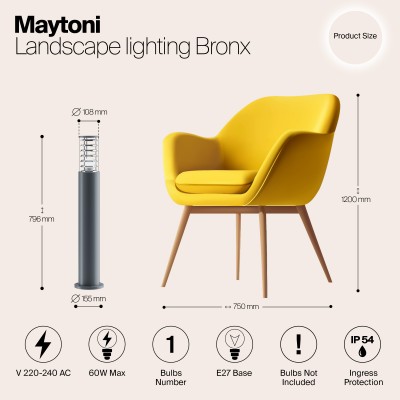 Ландшафтный светильник  Maytoni Outdoor Bronx O576FL-01GR1