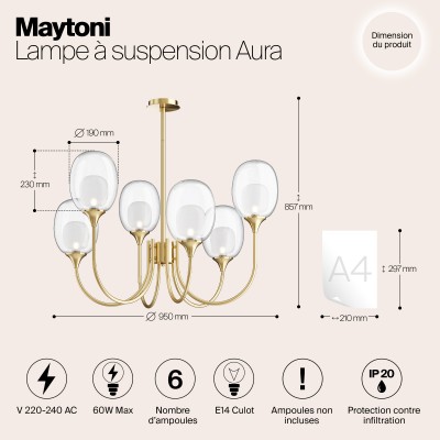 Подвесной светильник Maytoni Aura MOD016PL-06BS