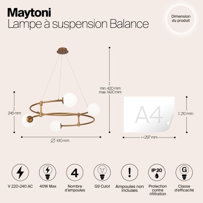 Подвесной светильник Maytoni Balance MOD317PL-04G