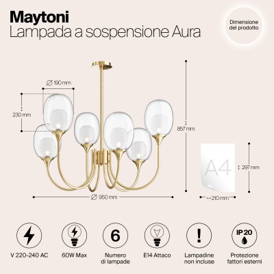 Подвесной светильник Maytoni Aura MOD016PL-06BS