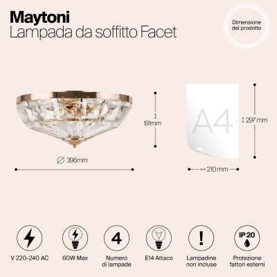 Потолочный светильник Maytoni Facet MOD094CL-04G