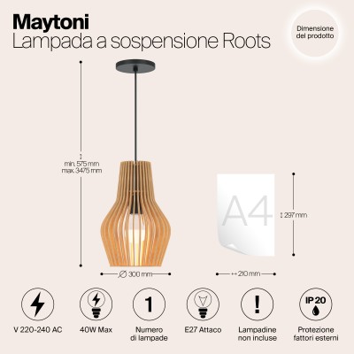 Подвесной светильник Maytoni Roots MOD191PL-01W1