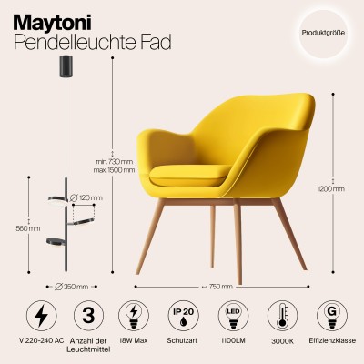 Подвесной светильник Maytoni Fad MOD070PL-L18B3K