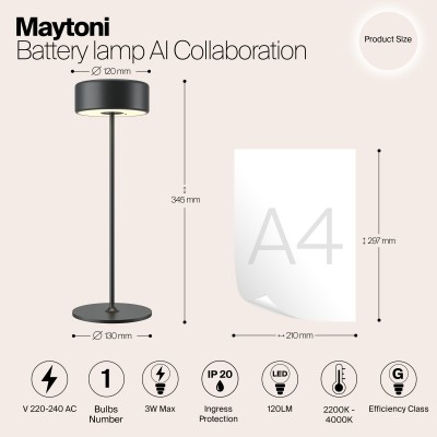 Аккумуляторный светильник Maytoni AI Collaboration MOD229TL-L3B3K2