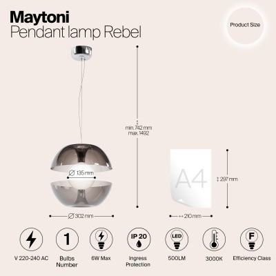 Подвесной светильник Maytoni Rebel MOD322PL-L6B3K