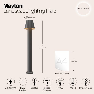 Ландшафтный светильник  Maytoni Outdoor Harz O421FL-L5GF