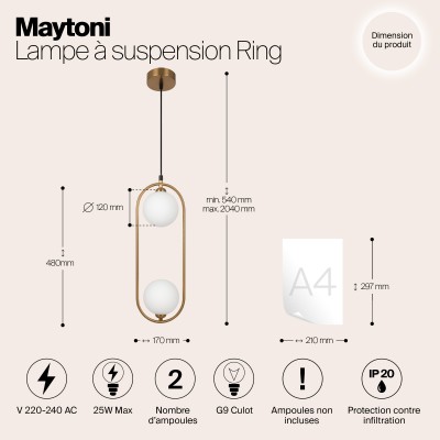 Подвесной светильник Maytoni Ring MOD013PL-02BS1