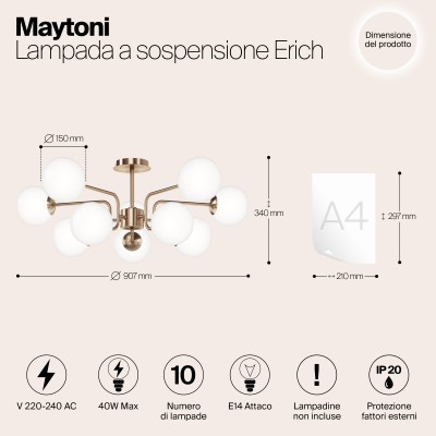 Подвесной светильник Maytoni Erich MOD221PL-10G