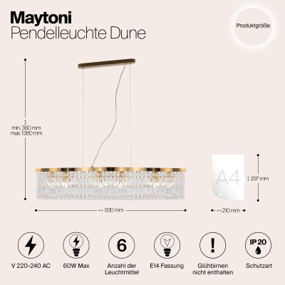 Подвесной светильник Maytoni Dune DIA005PL-06G