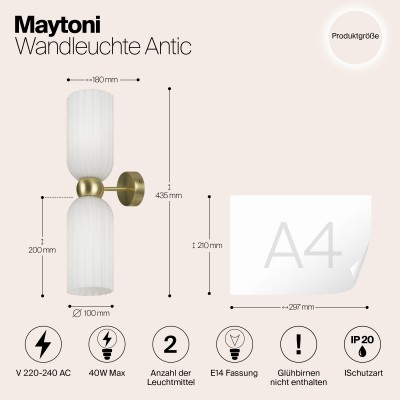 Настенный светильник (бра) Maytoni Antic MOD302WL-02W