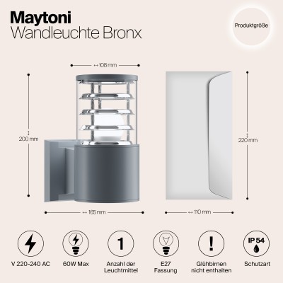 Настенный светильник (бра)  Maytoni Outdoor Bronx O576WL-01GR