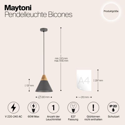 Подвесной светильник Maytoni Bicones P359-PL-220-C