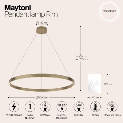 Подвесной светильник Maytoni Rim MOD058PL-L54BS3K