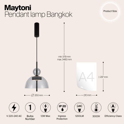 Подвесной светильник Maytoni Bangkok MOD185PL-L11B3K1