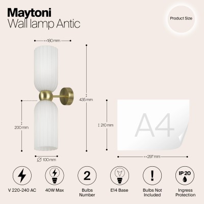 Настенный светильник (бра) Maytoni Antic MOD302WL-02W