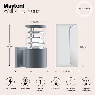 Настенный светильник (бра)  Maytoni Outdoor Bronx O576WL-01GR