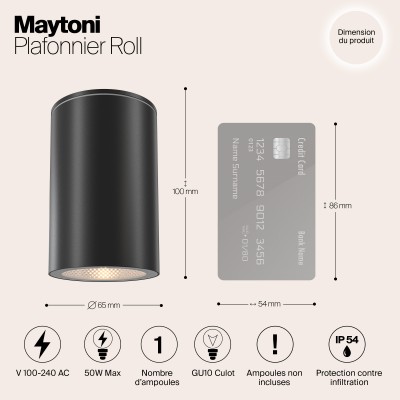 Потолочный светильник  Maytoni Outdoor Roll O307CL-01B