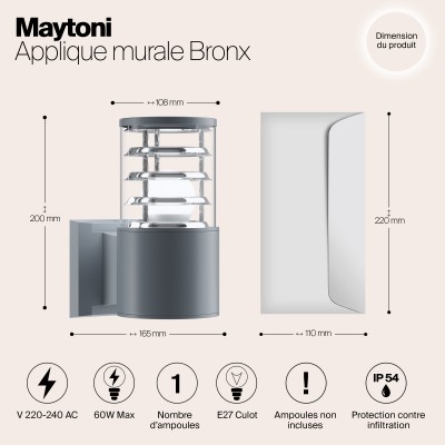 Настенный светильник (бра)  Maytoni Outdoor Bronx O576WL-01GR