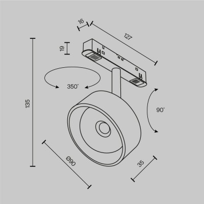 Трековый светильник Technical TR217-4-15WTW-DD-B