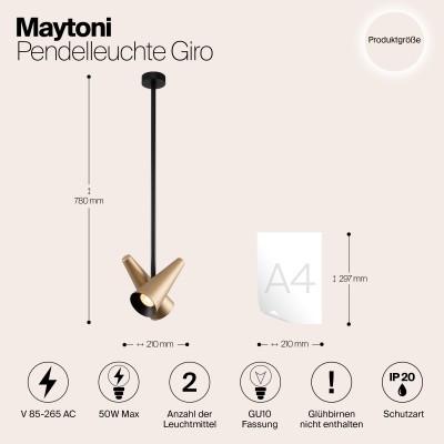 Подвесной светильник Maytoni Giro MOD095PL-02BS