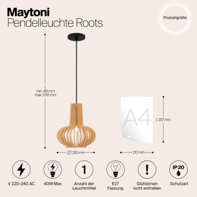 Подвесной светильник Maytoni Roots MOD193PL-01W