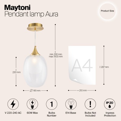 Подвесной светильник Maytoni Aura MOD016PL-01BS