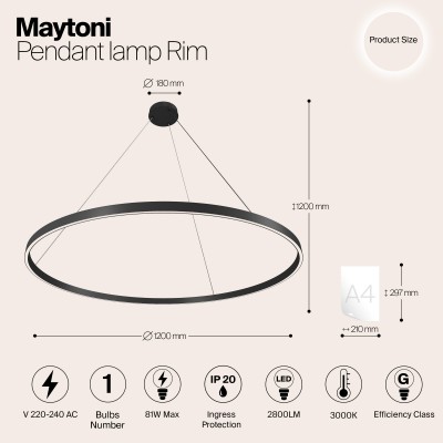 Подвесной светильник Maytoni Rim MOD058PL-L65B3K