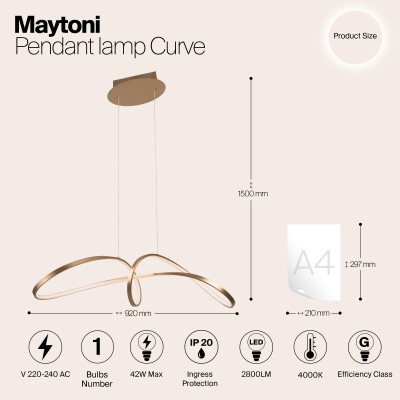 Подвесной светильник Maytoni Curve MOD156PL-L52G4K