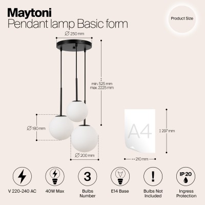 Подвесной светильник Maytoni Basic form MOD321PL-03B