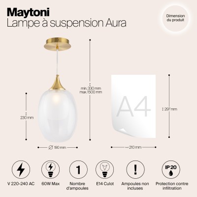 Подвесной светильник Maytoni Aura MOD016PL-01BS