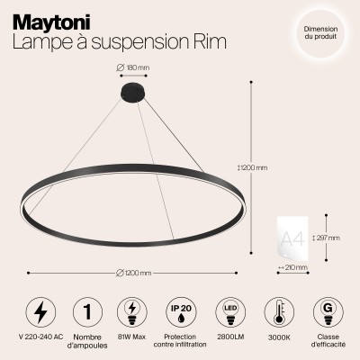 Подвесной светильник Maytoni Rim MOD058PL-L65B3K