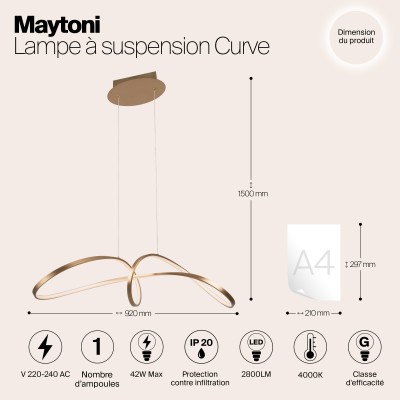 Подвесной светильник Maytoni Curve MOD156PL-L52G4K