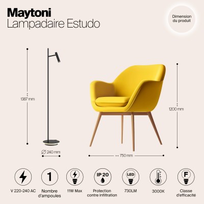 Напольный светильник (торшер) Maytoni Estudo Z010FL-L8B3K