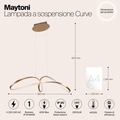 Подвесной светильник Maytoni Curve MOD156PL-L52G4K