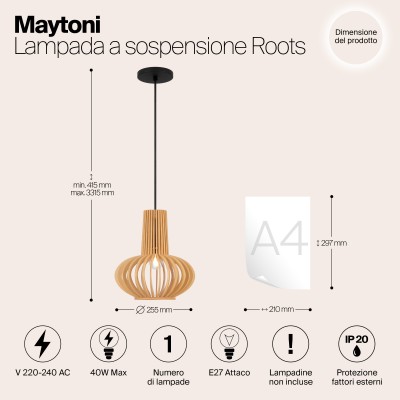 Подвесной светильник Maytoni Roots MOD193PL-01W